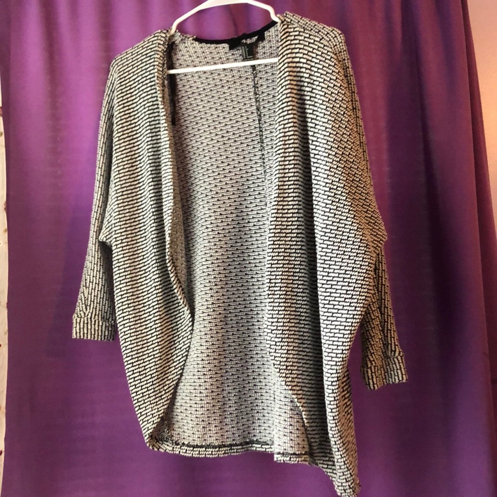 Black and White Open Cardigan